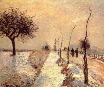 卡米耶 畢沙羅 Road at Eragny, Winter